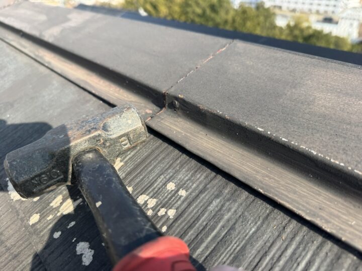 釘浮き部打ち込み